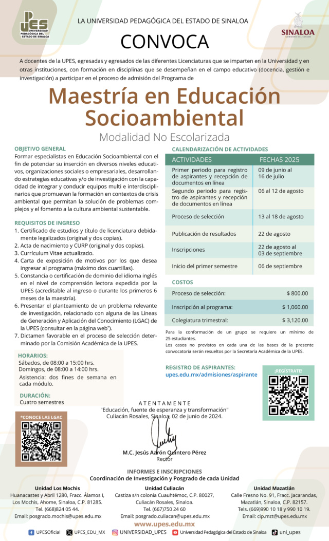 Convocatoria Maestría en Educación Socioambiental