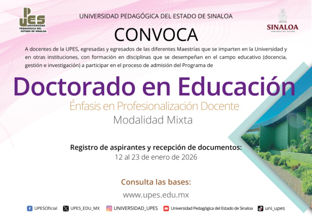 Convocatoria Doctorado en Educación Culiacán diciembre 2025