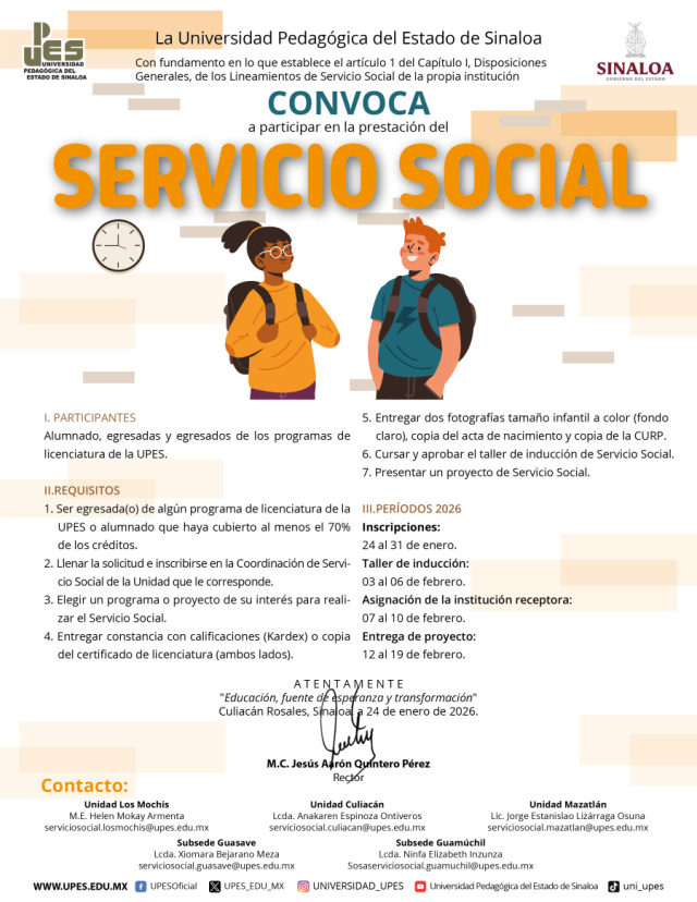 Convocatoria Servicio Social enero 2026