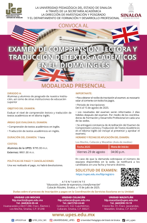 Convocatoria Examen de certificación de inglés