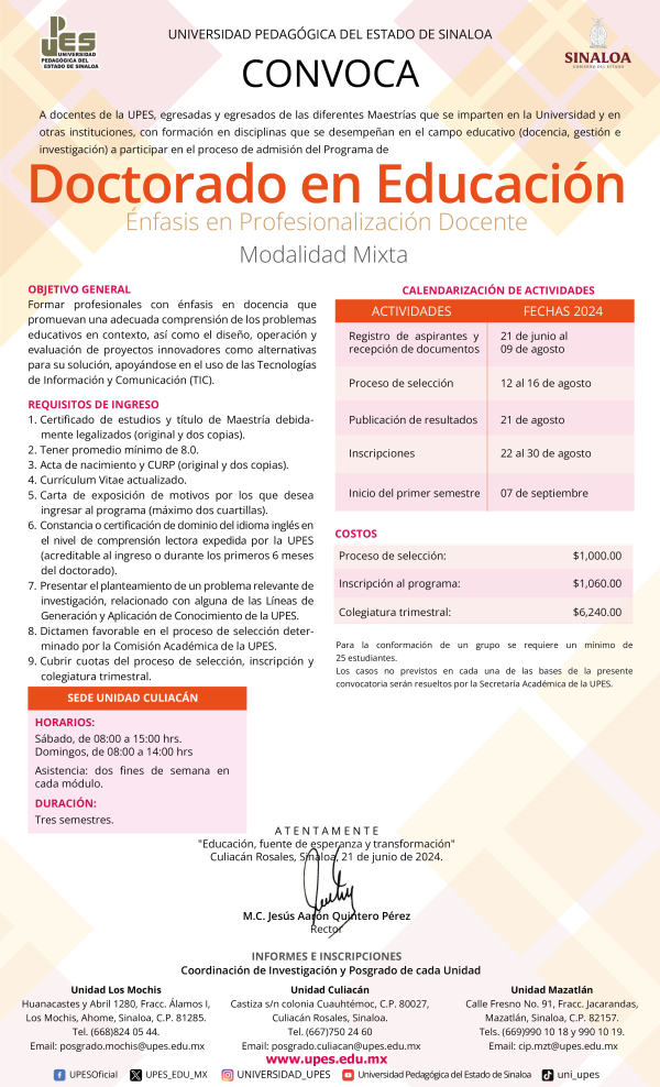 Doctorado en Educaci&oacute;n