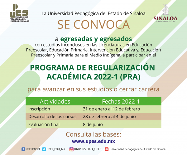 UPES abre el Programa de Regularización Académica 2022 para estudiantes, egresadas y egresados.