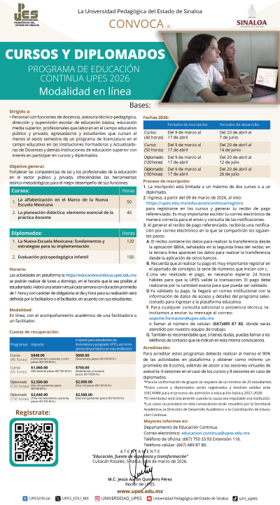 Convocatoria Cursos y diplomados en L&iacute;nea 2026