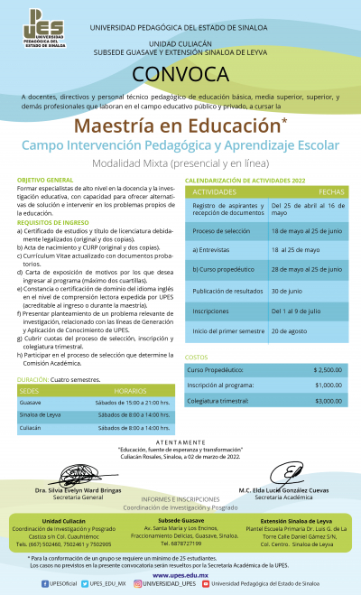 Convocatoria Maestría en Educación