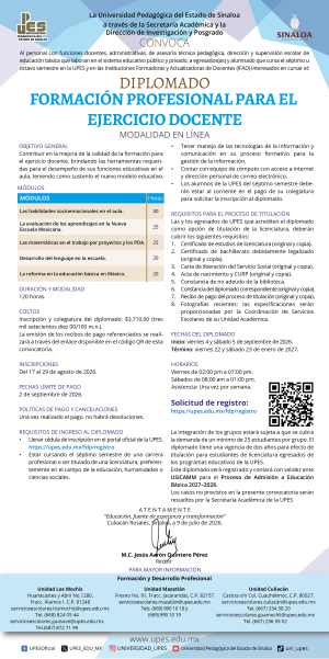 Convocatoria DIPLOMADO FORMACIÓN PROFESIONAL docente 2026