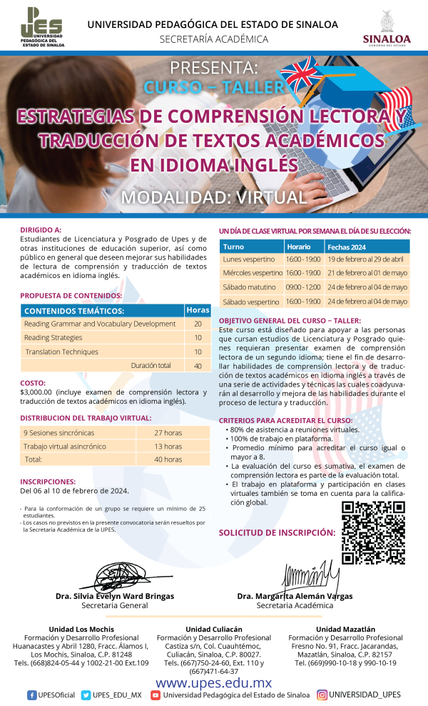 ESTRATEGIAS DE COMPRENSI&Oacute;N LECTORA Y TRADUCCI&Oacute;N DE TEXTOS ACAD&Eacute;MICOS EN IDIOMA INGL&Eacute;S