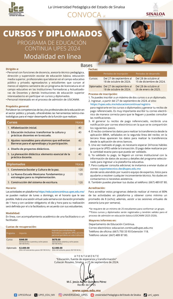 Convocatoria Educaci&oacute;n Continua septiembre 2024