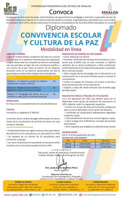 Diplomado Convivencia Escolar y Cultura de la Paz