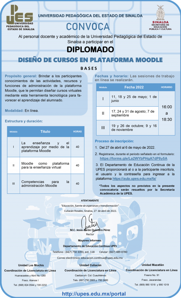 Diplomado Diseño de Cursos en Plataformas MOODLE