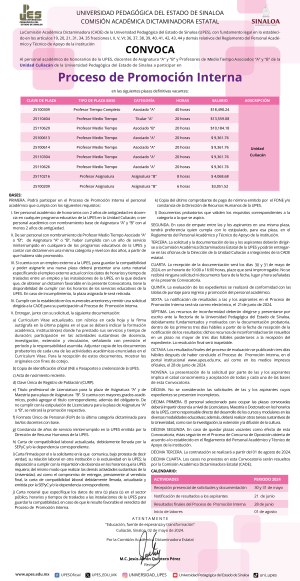 Convocatoria proceso de promoción culiacán