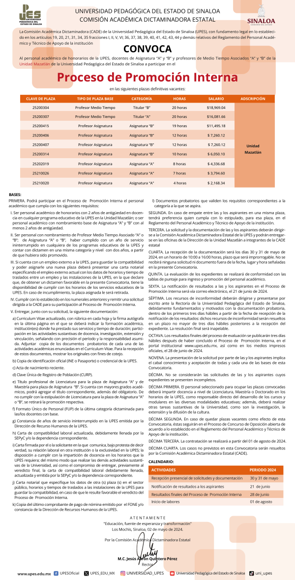 Convocatorio proceso de promoción mazatlán