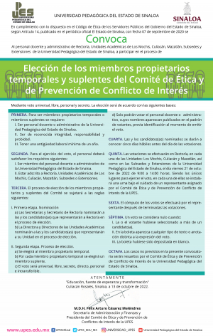 Elección de los miembros propietarios temporales y suplentes del Comité de Ética y de Prevención de Conflicto de Interés